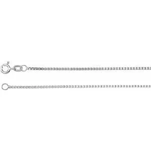 Rhodium-Plated Sterling Silver 1.3 mm Diamond Cut Box 18" Chain with Spring Ring