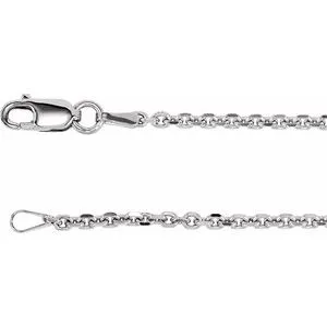 Rhodium-Plated Sterling Silver 1.75 mm Diamond Cut Cable 18" Chain