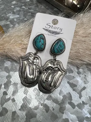 ROCK   ROLL TURQUOISE POST EARRINGS