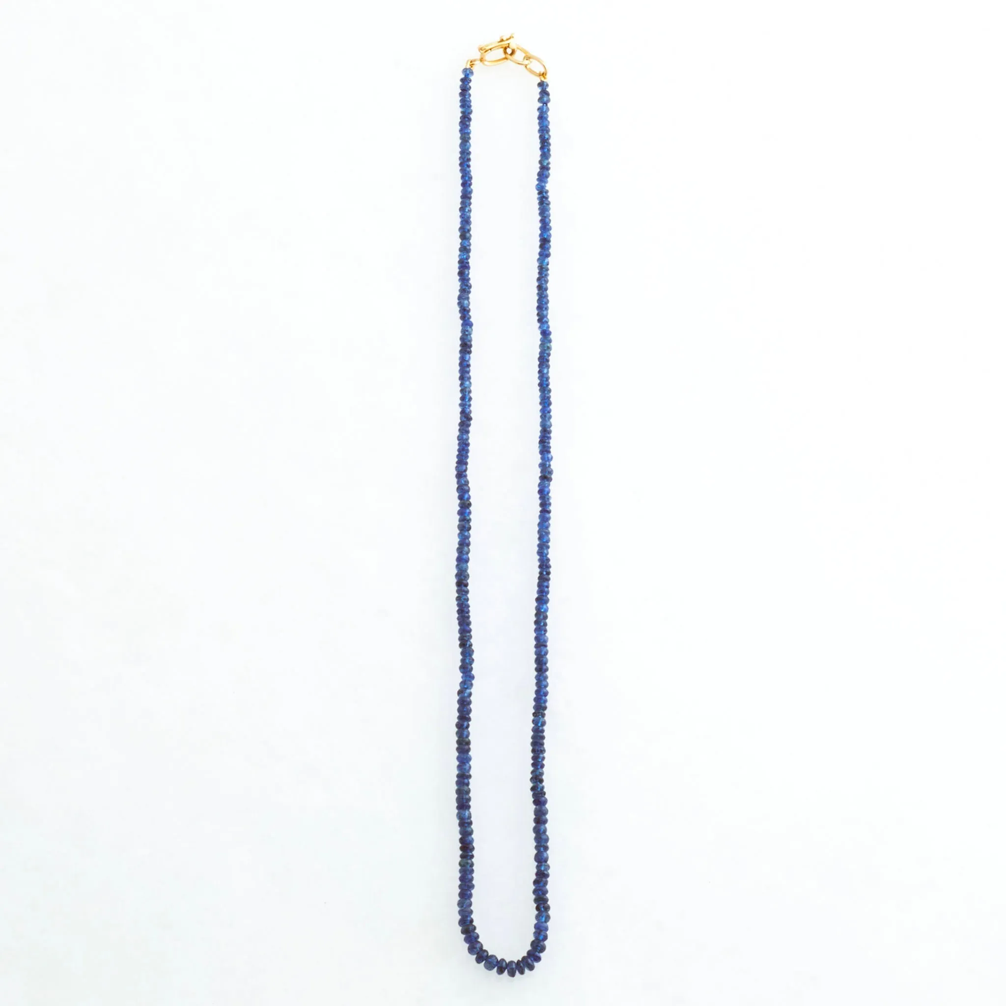Rondelle Sapphire Blue Necklace 18K Yellow Gold, 16"