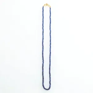 Rondelle Sapphire Blue Necklace 18K Yellow Gold, 16"