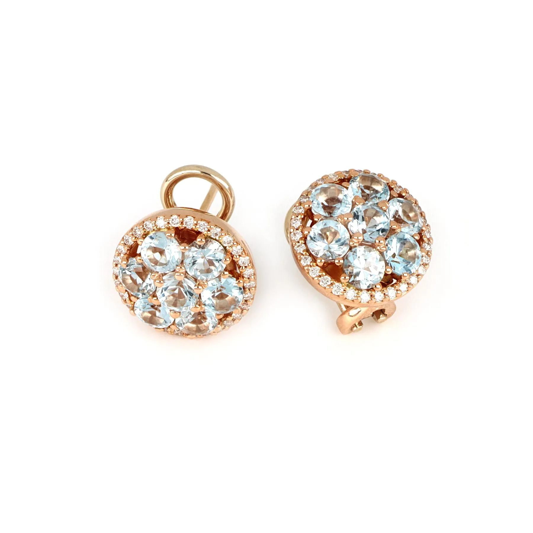 Rose Gold Earrings With Topazes And Diamonds