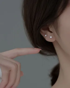 Round Diamond Barbell Earrings