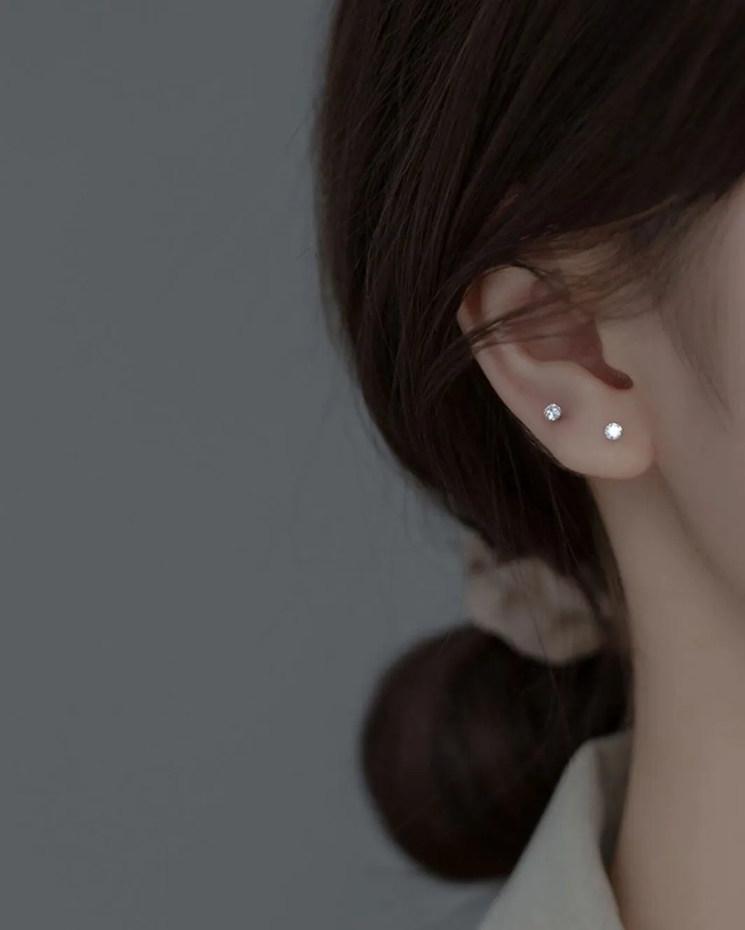 Round Diamond Barbell Earrings