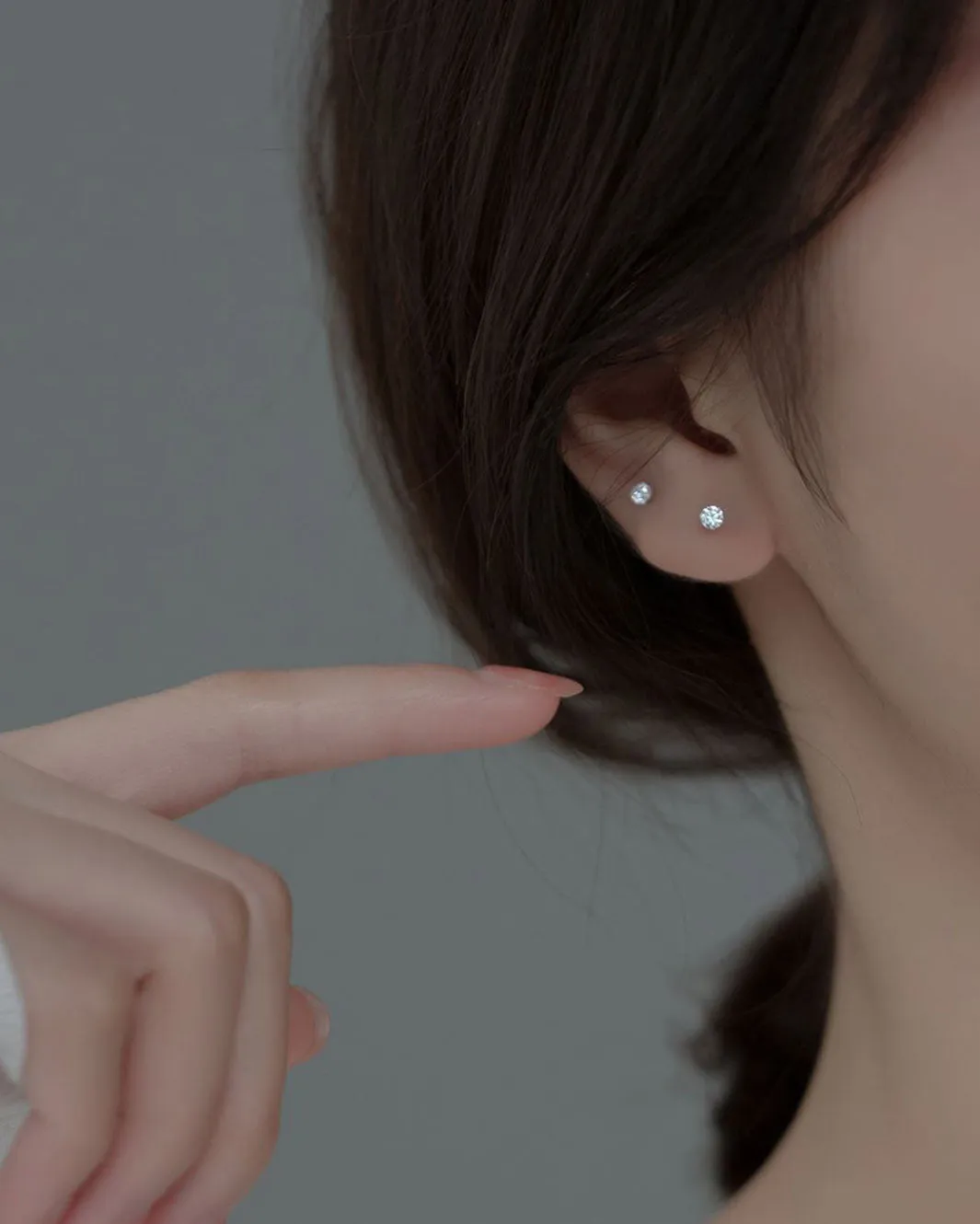 Round Diamond Barbell Earrings