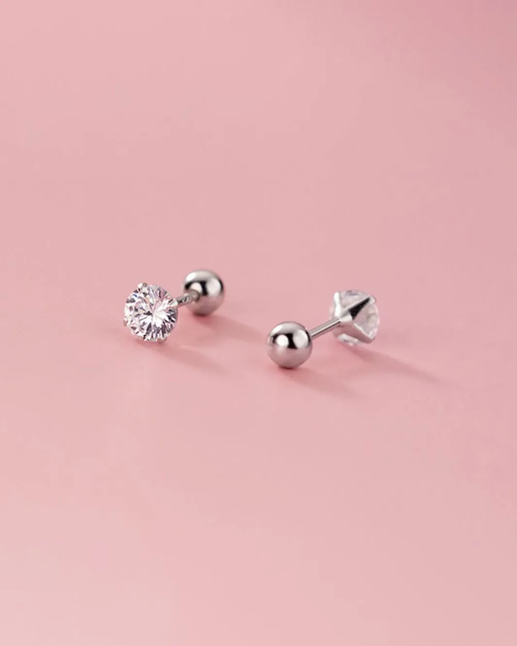 Round Diamond Barbell Earrings