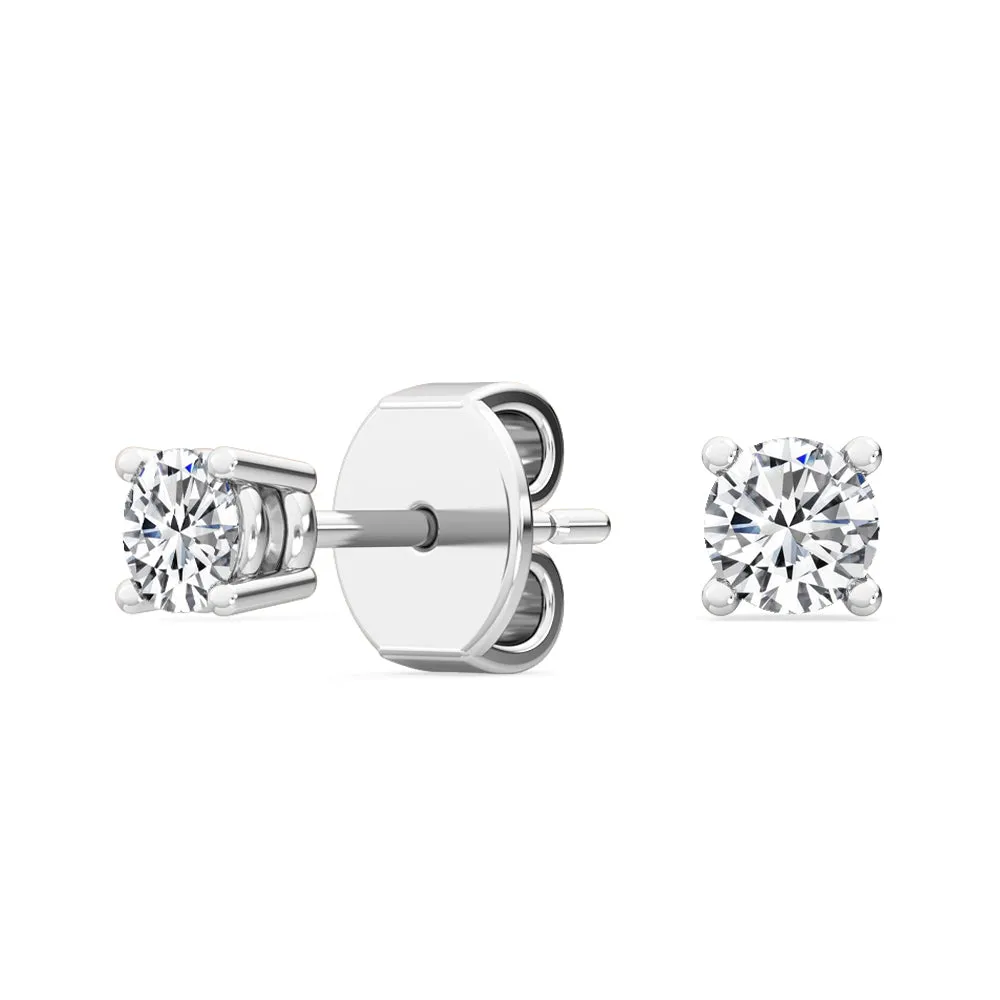 Round Natural Diamond Solitaire Earrings