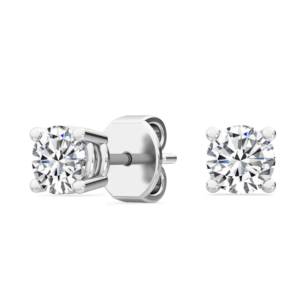 Round Natural Diamond Solitaire Earrings