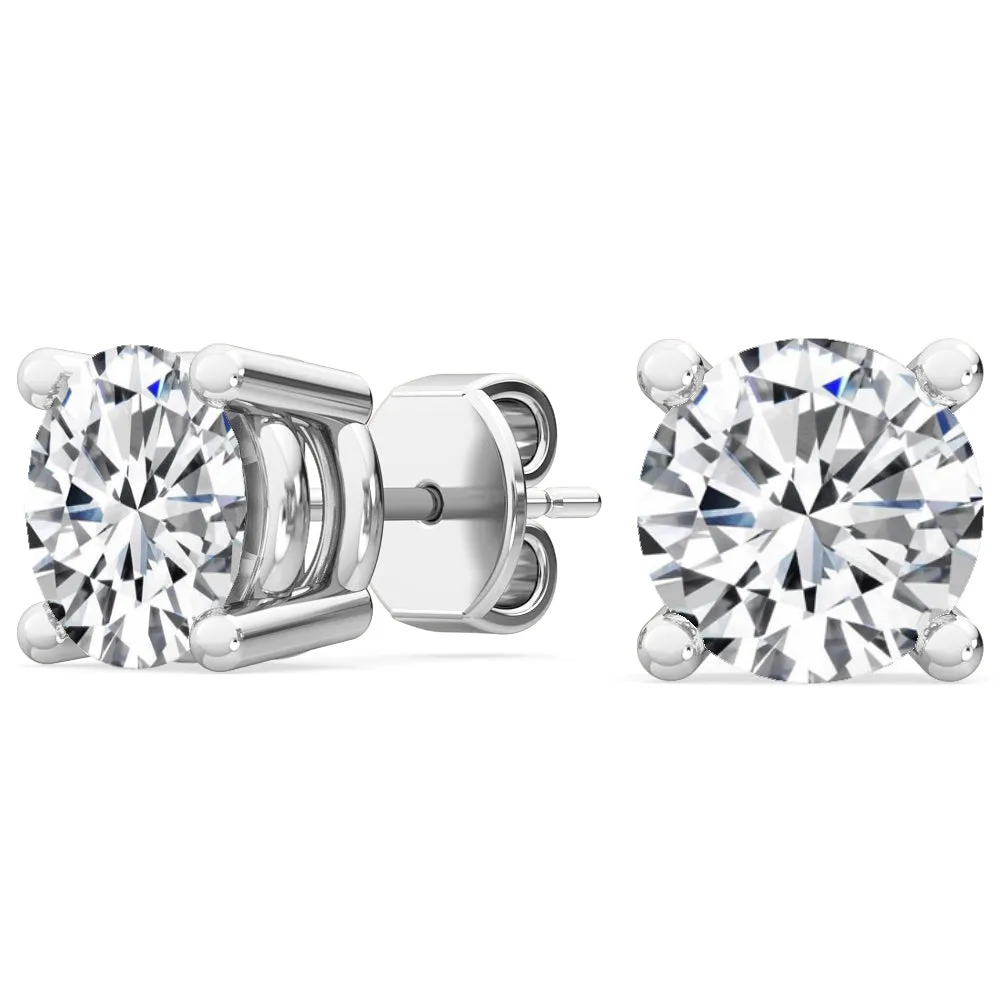 Round Natural Diamond Solitaire Earrings