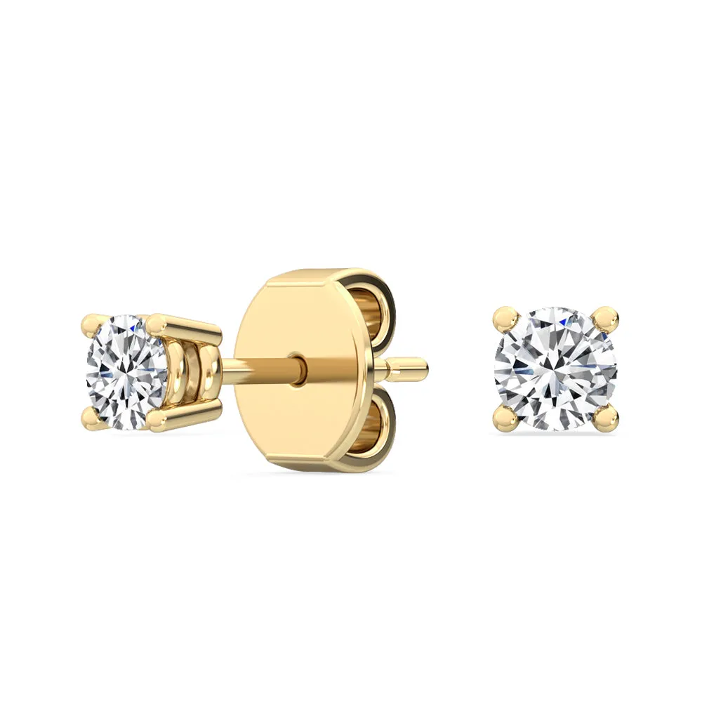 Round Natural Diamond Solitaire Earrings