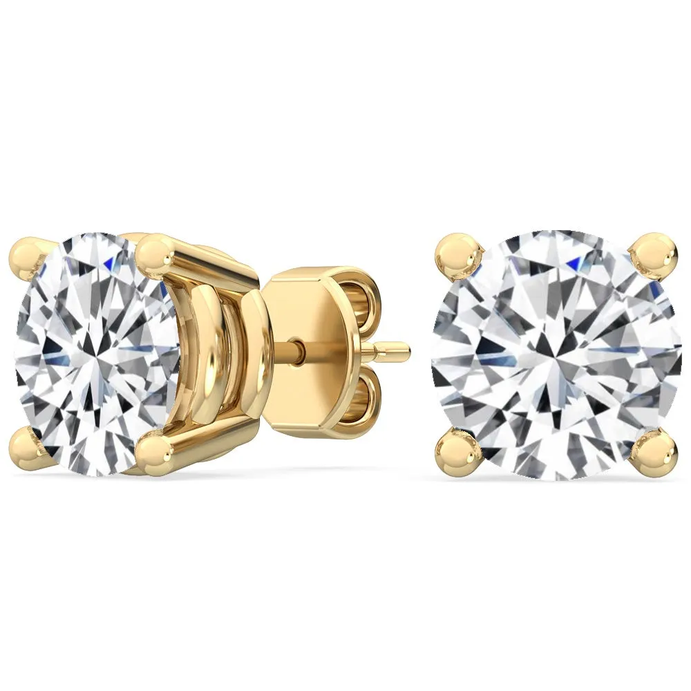 Round Natural Diamond Solitaire Earrings