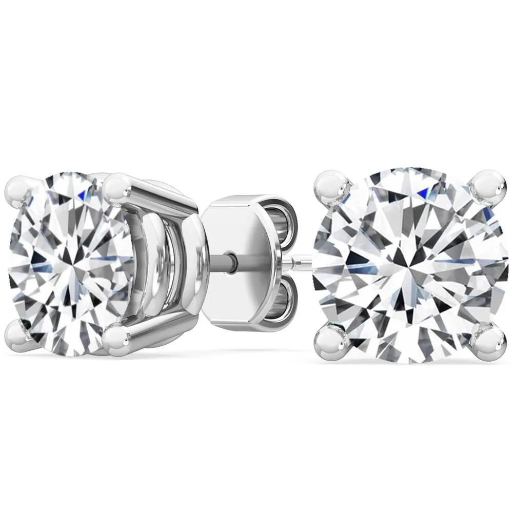 Round Natural Diamond Solitaire Earrings