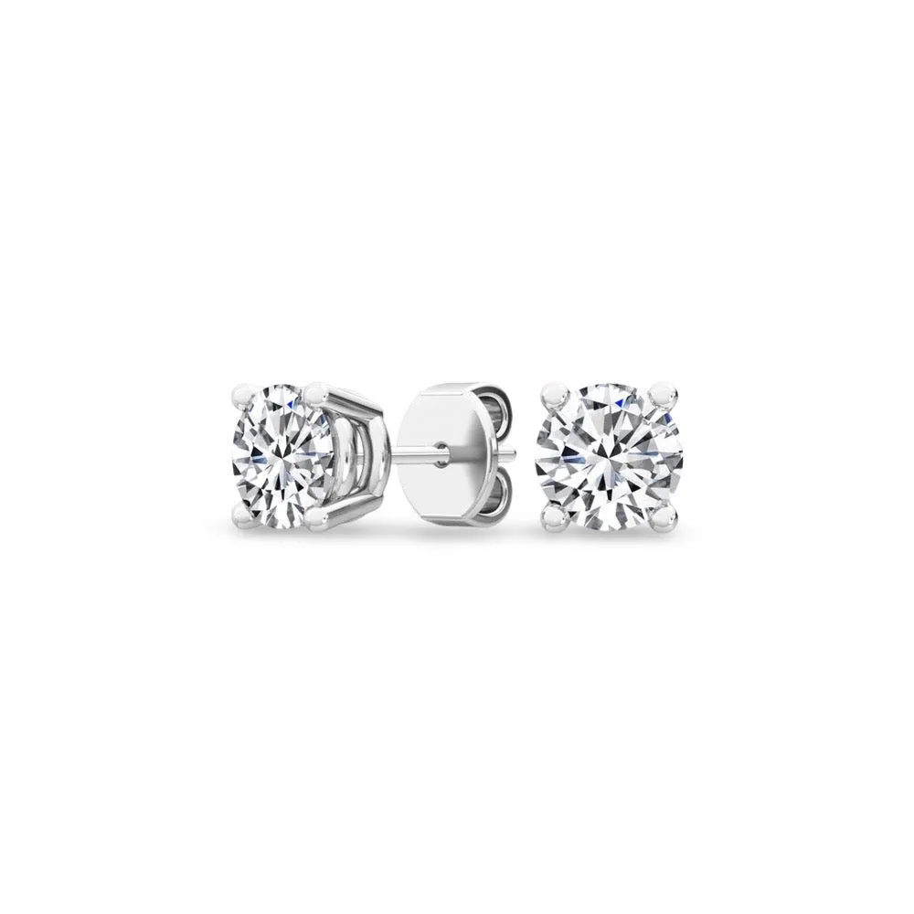 Round Natural Diamond Solitaire Earrings