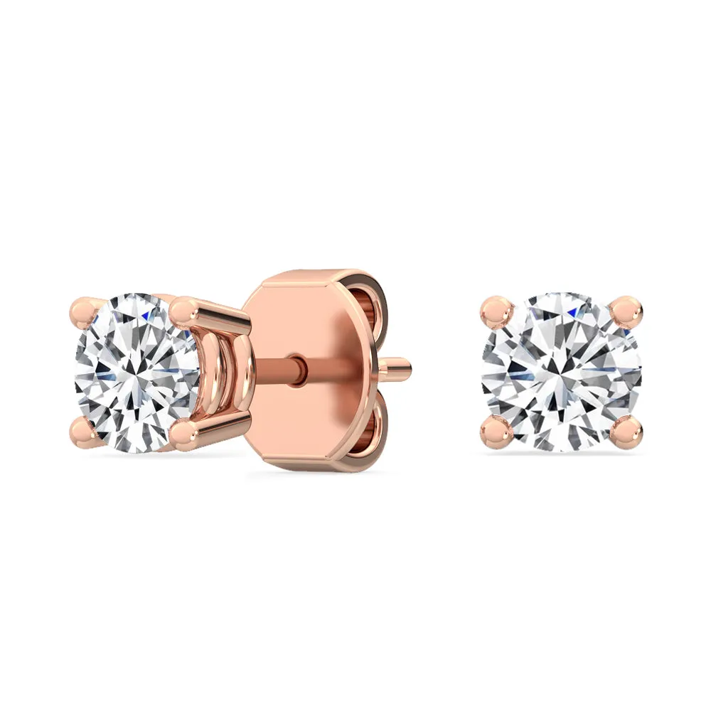 Round Natural Diamond Solitaire Earrings