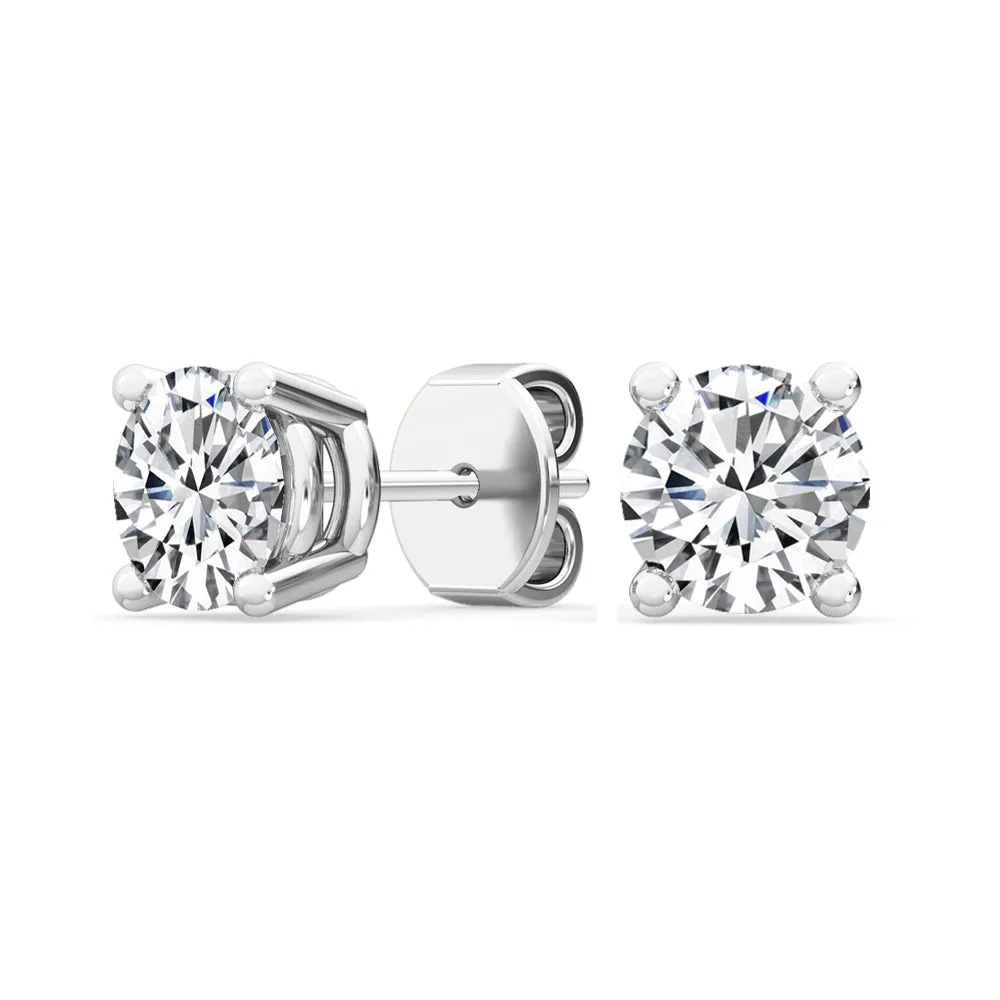 Round Natural Diamond Solitaire Earrings