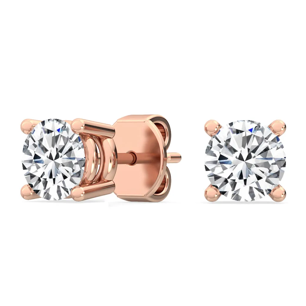 Round Natural Diamond Solitaire Earrings