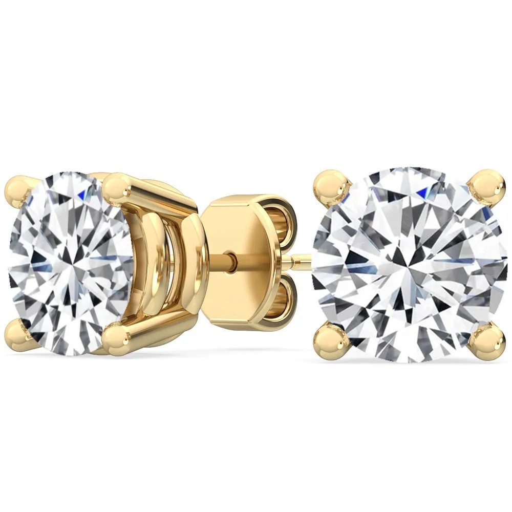 Round Natural Diamond Solitaire Earrings