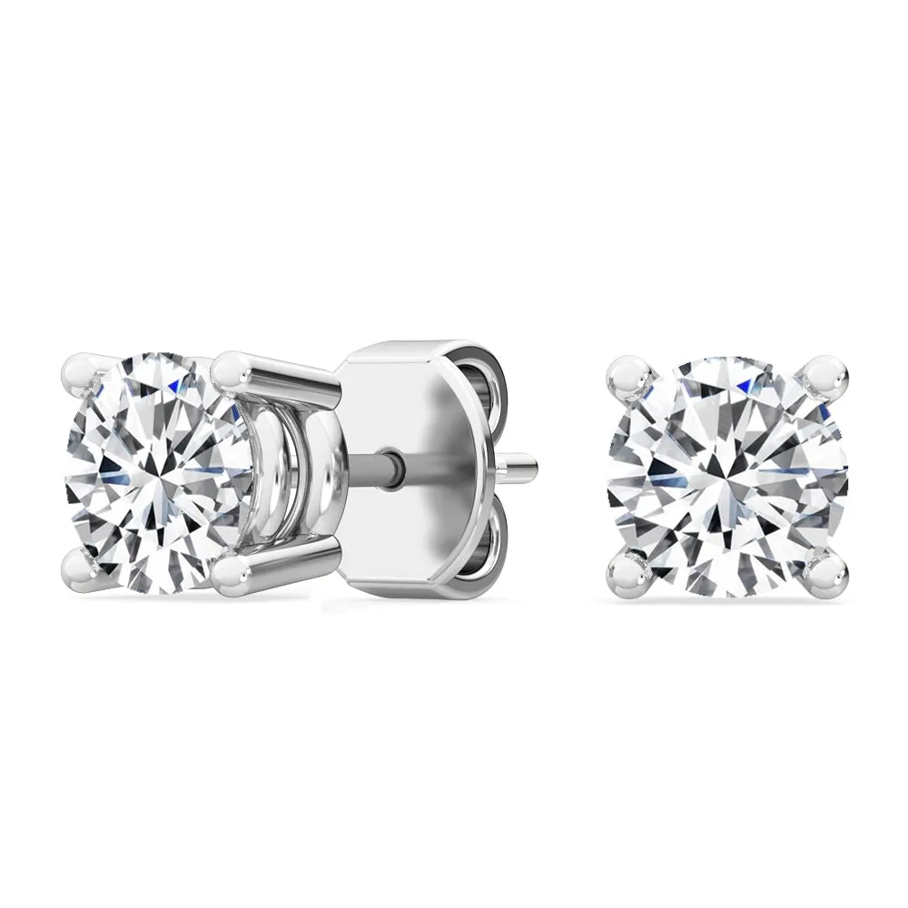 Round Natural Diamond Solitaire Earrings