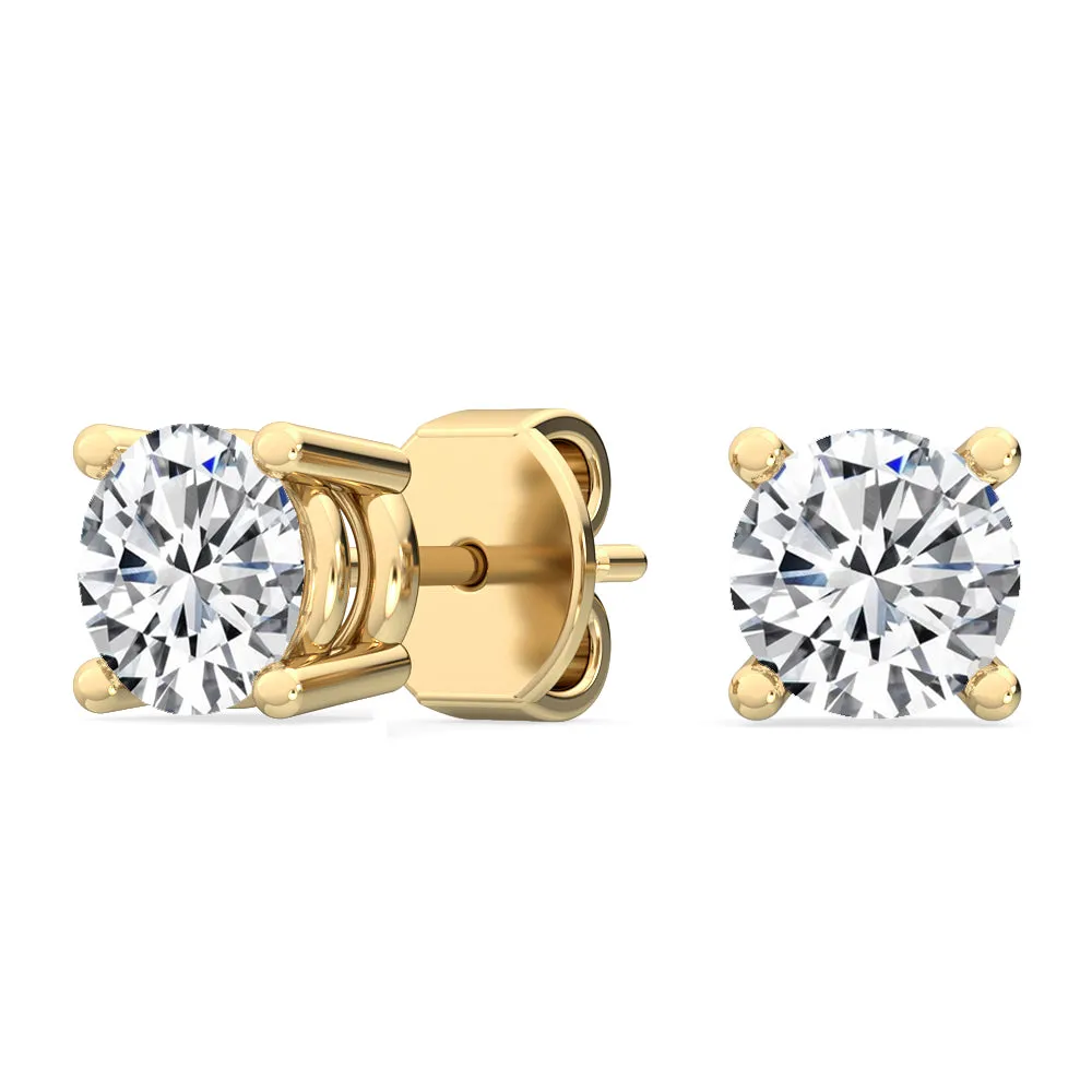 Round Natural Diamond Solitaire Earrings