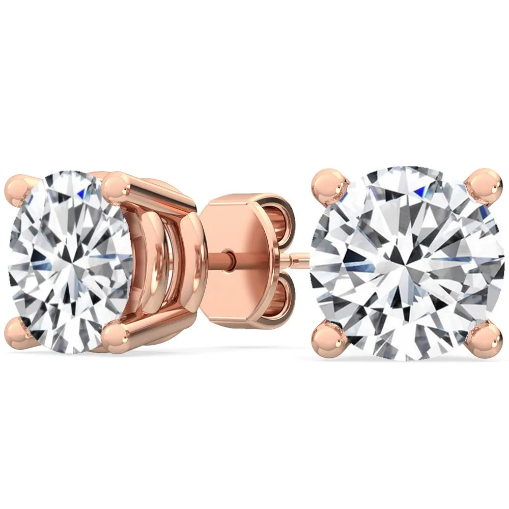 Round Natural Diamond Solitaire Earrings