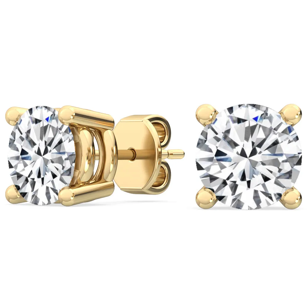 Round Natural Diamond Solitaire Earrings
