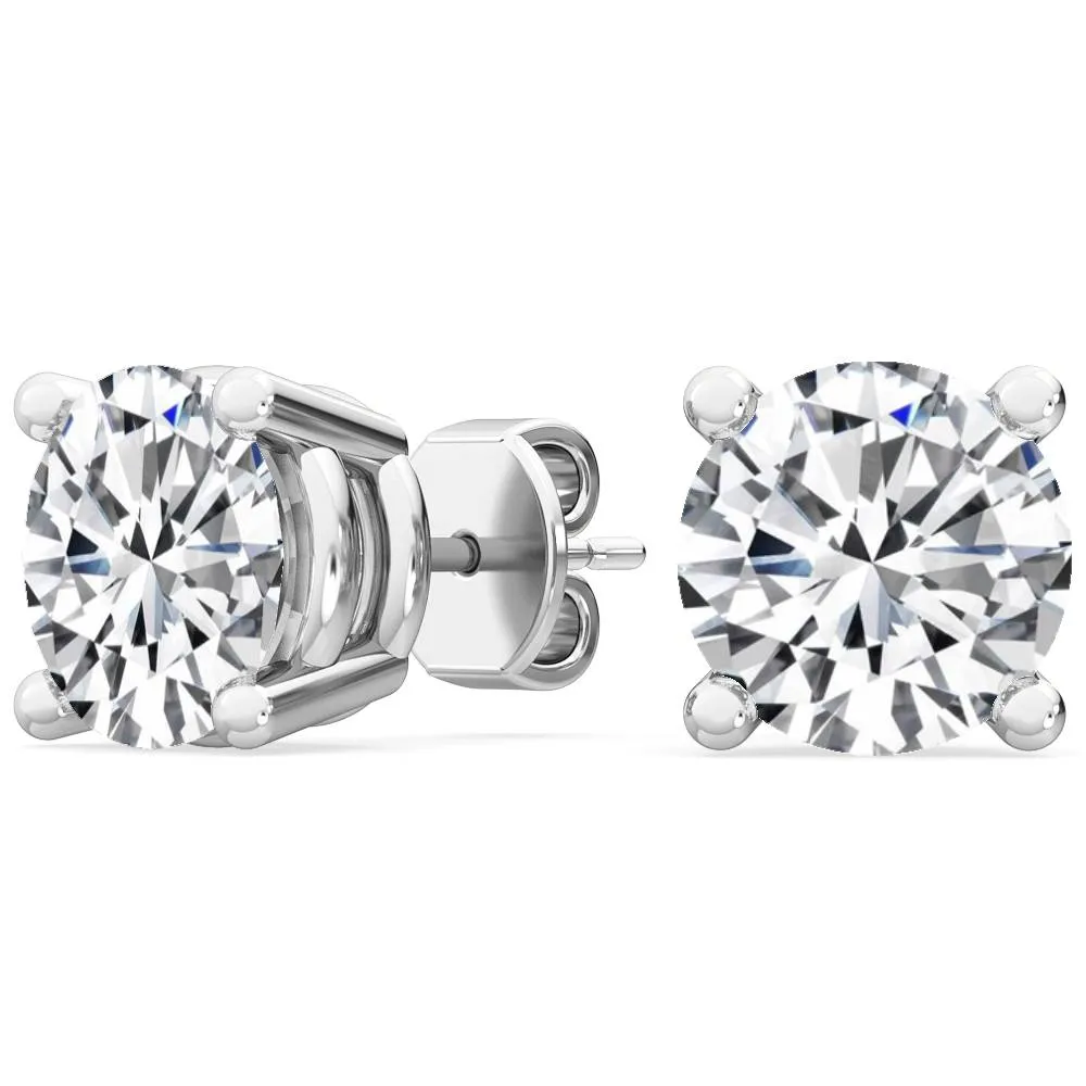 Round Natural Diamond Solitaire Earrings