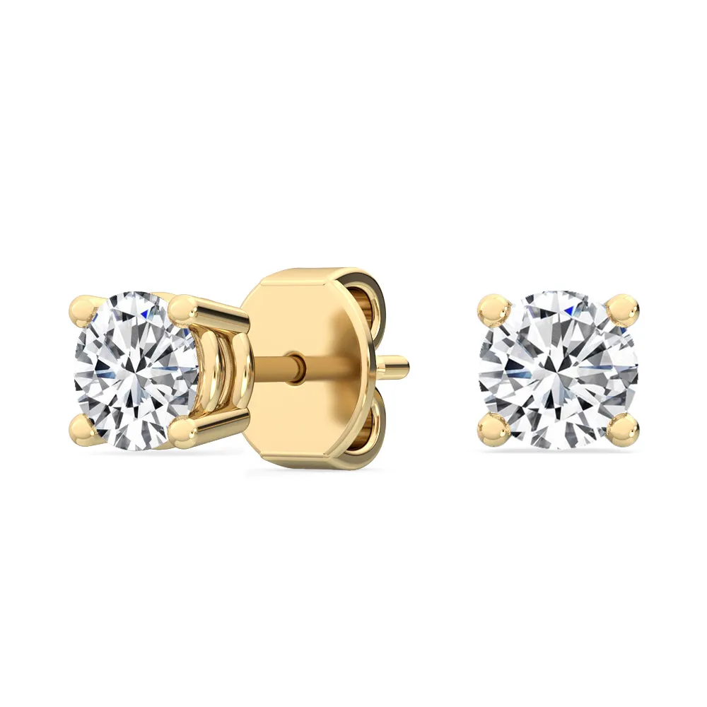 Round Natural Diamond Solitaire Earrings