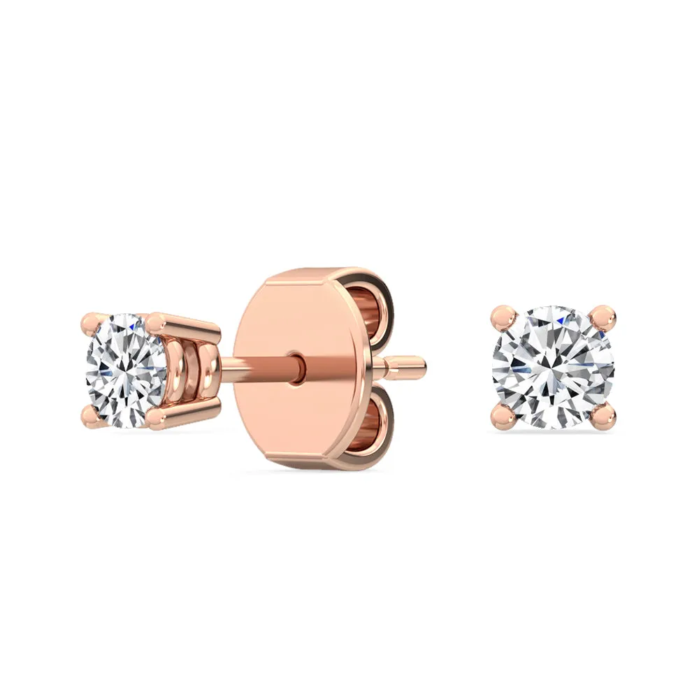 Round Natural Diamond Solitaire Earrings