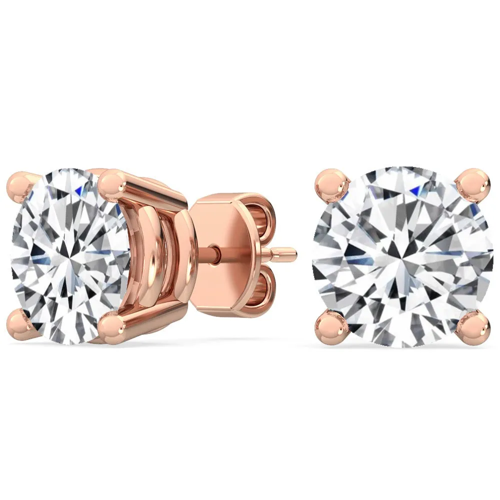 Round Natural Diamond Solitaire Earrings