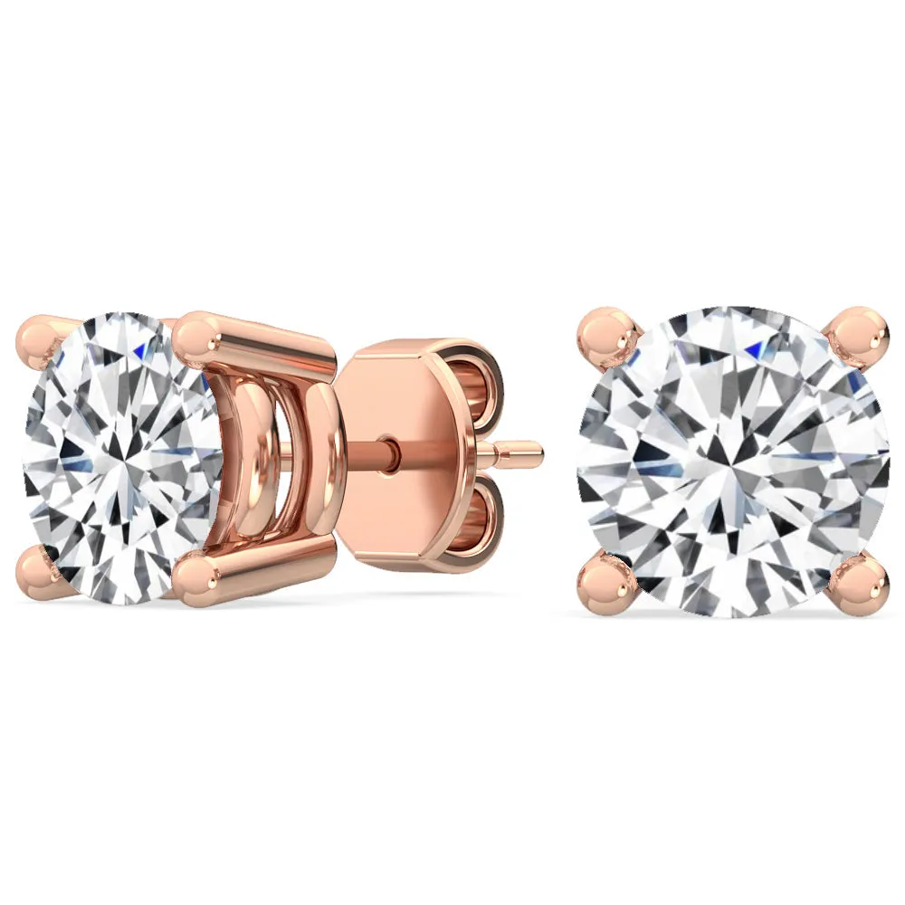 Round Natural Diamond Solitaire Earrings