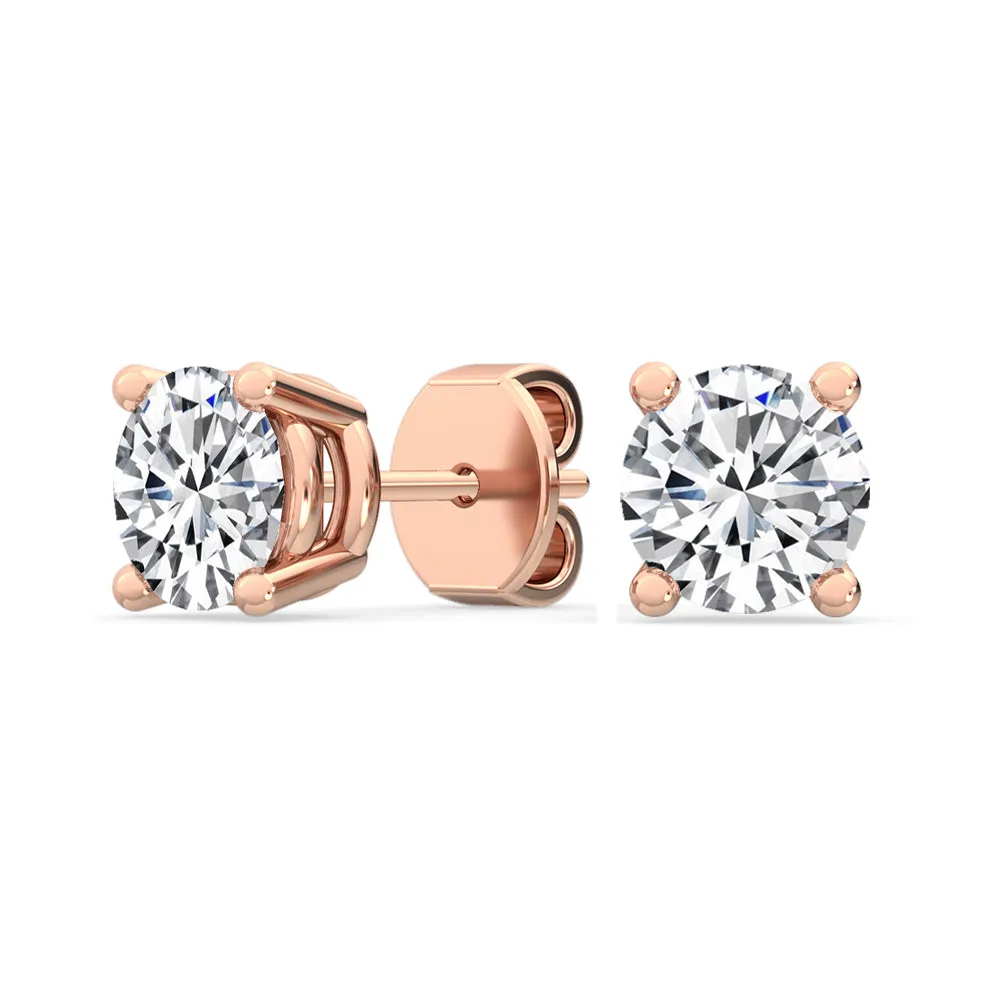 Round Natural Diamond Solitaire Earrings