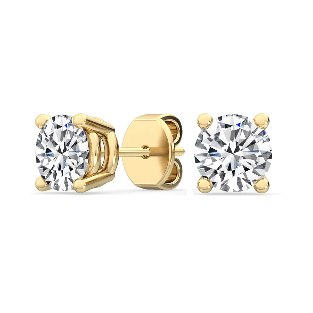 Round Natural Diamond Solitaire Earrings