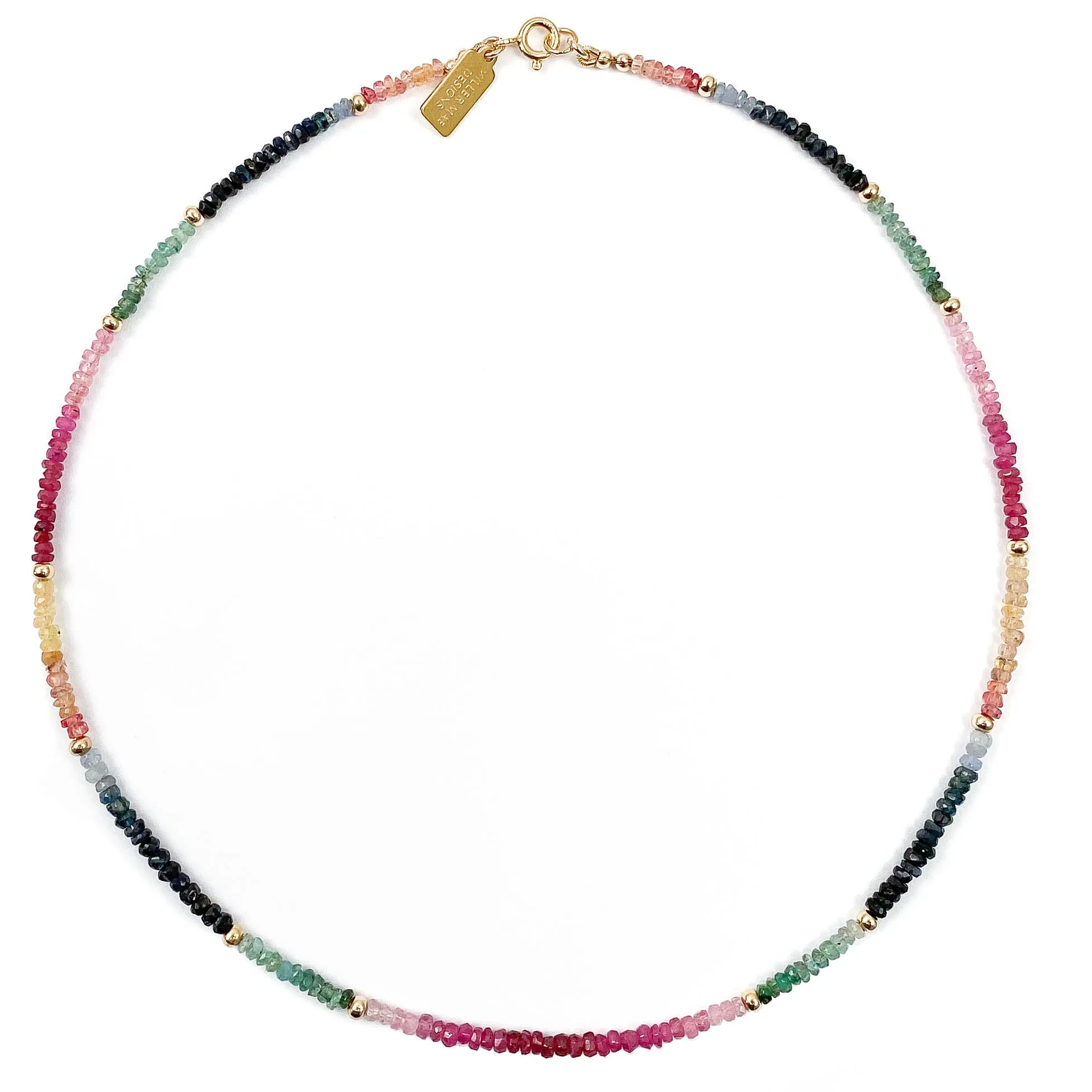 Ruby, Blue & Orange Sapphire, & Emerald Necklace