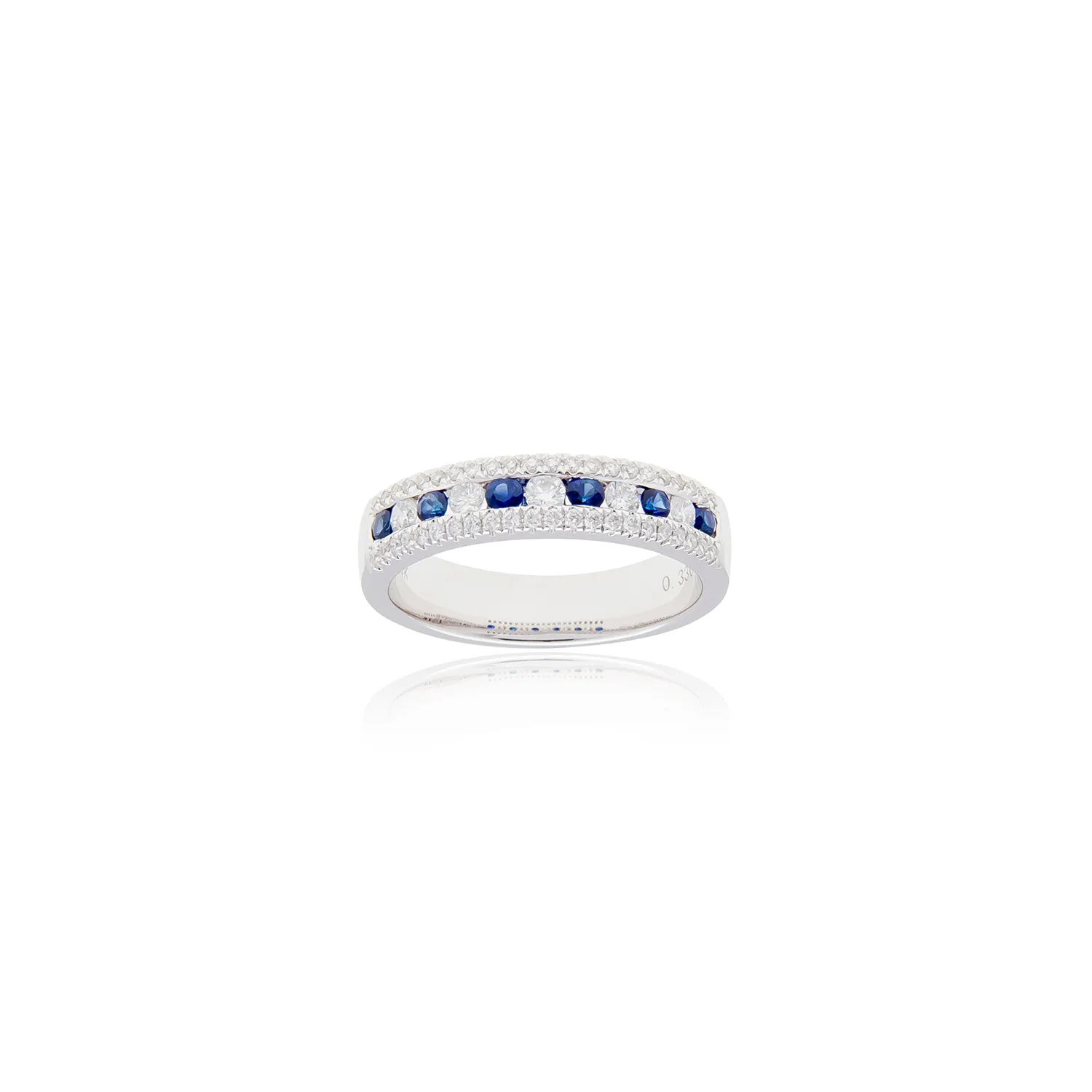 Sabel Collection 14K White Gold Sapphire and Diamond Three-Row Ring