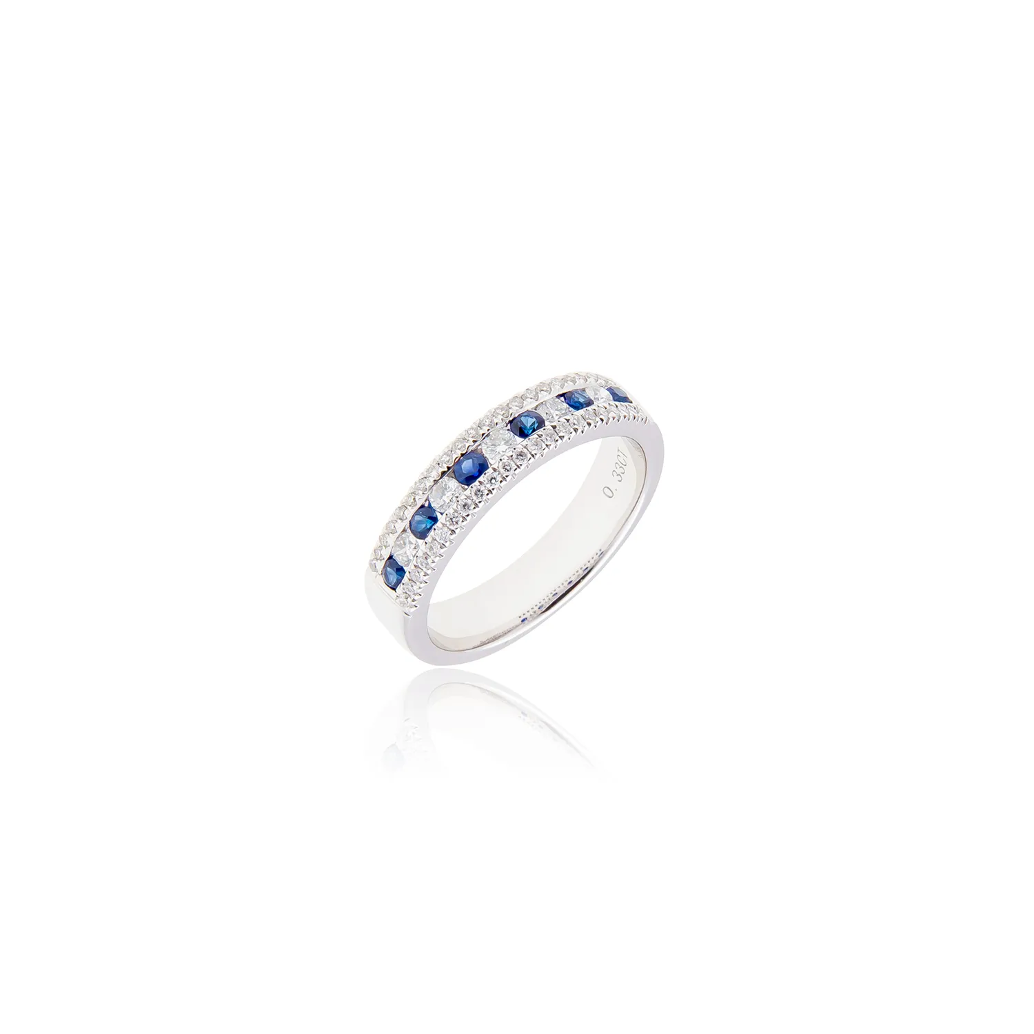 Sabel Collection 14K White Gold Sapphire and Diamond Three-Row Ring