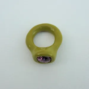 Salad green Ring with Violet Stone