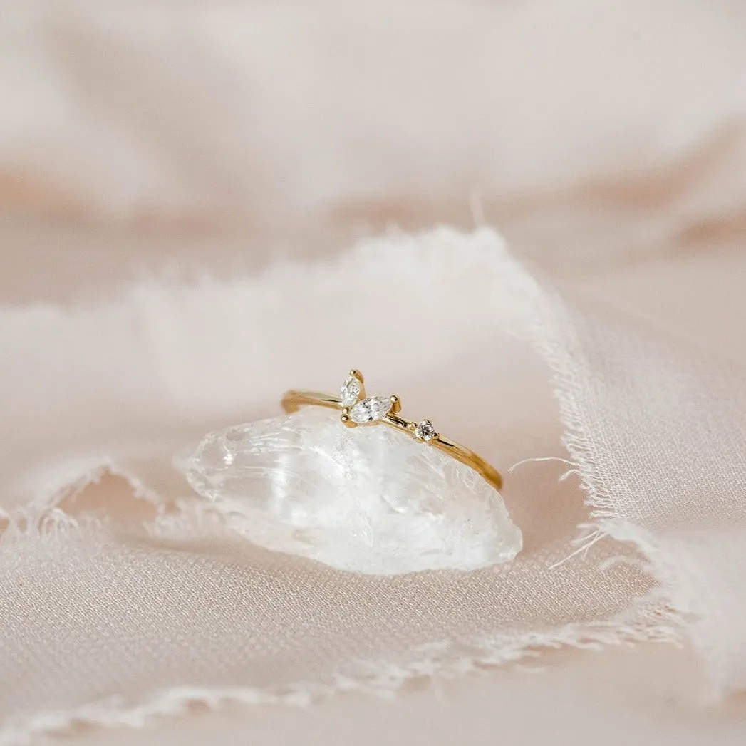 SALE - CZ Duo Marquise / Dot Ring