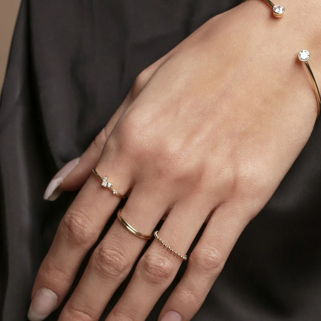 SALE - CZ Duo Marquise / Dot Ring
