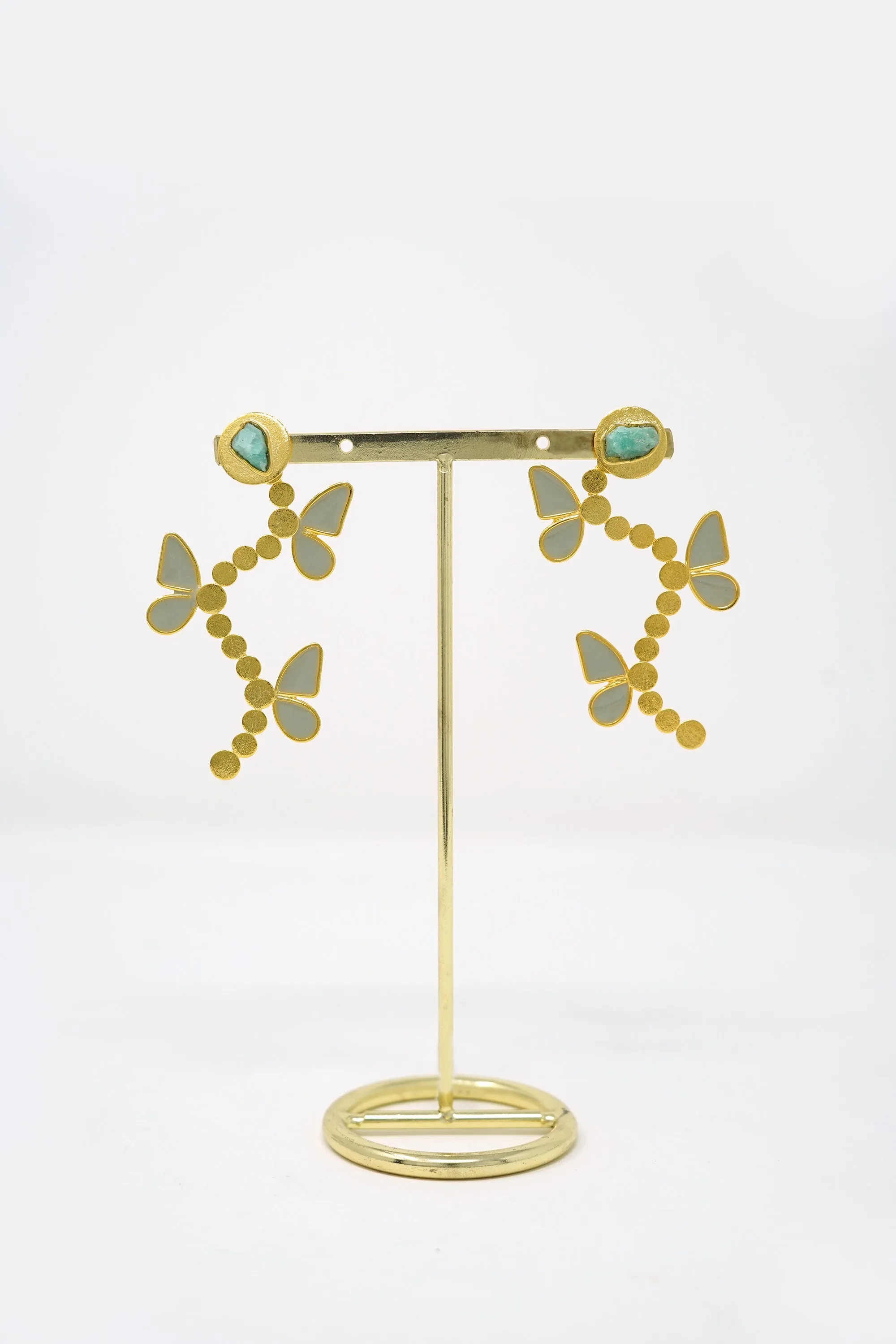 Sara Butterfly Cara-Col Earring Raw Emerald 24k Gold-Plated