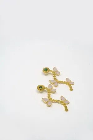 Sara Butterfly Cara-Col Earring Raw Emerald 24k Gold-Plated