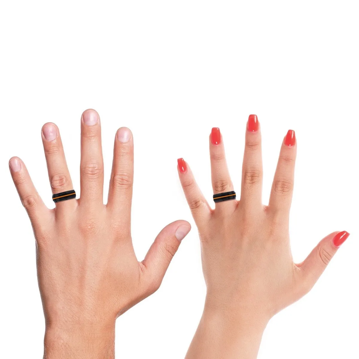 SASKATOON | Wenge Wood, Black Tungsten Ring, Orange Groove, Stepped Edge
