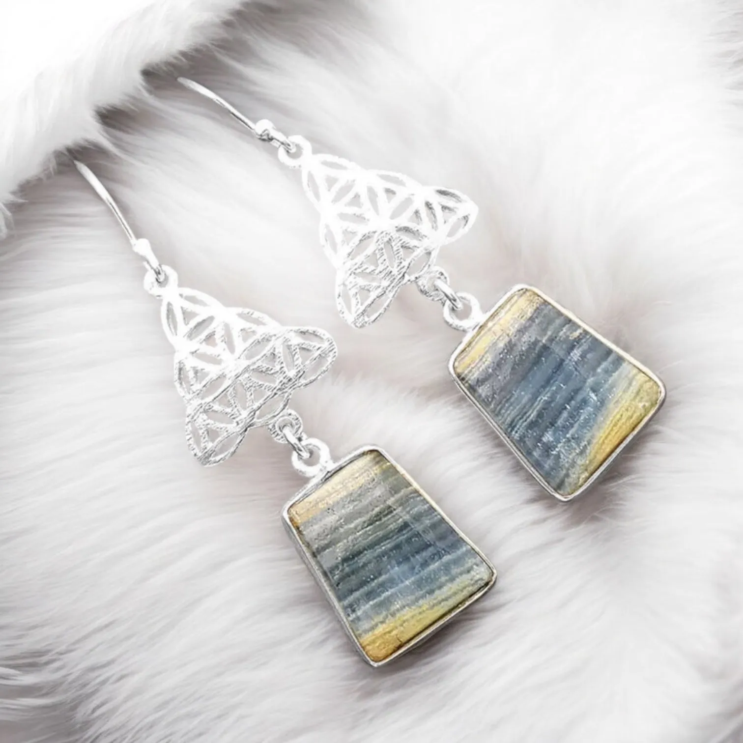 Scheelite Solid 925 Sterling Silver Earrings