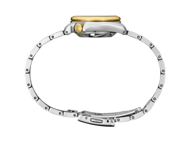 Seiko 5 Sports White Sunray Dial Rose Gold/Gold Bracelet Men's Watch SRE004