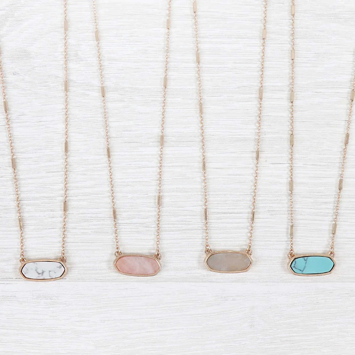 SEMI PRECIOUS OVAL STONE NECKLACE