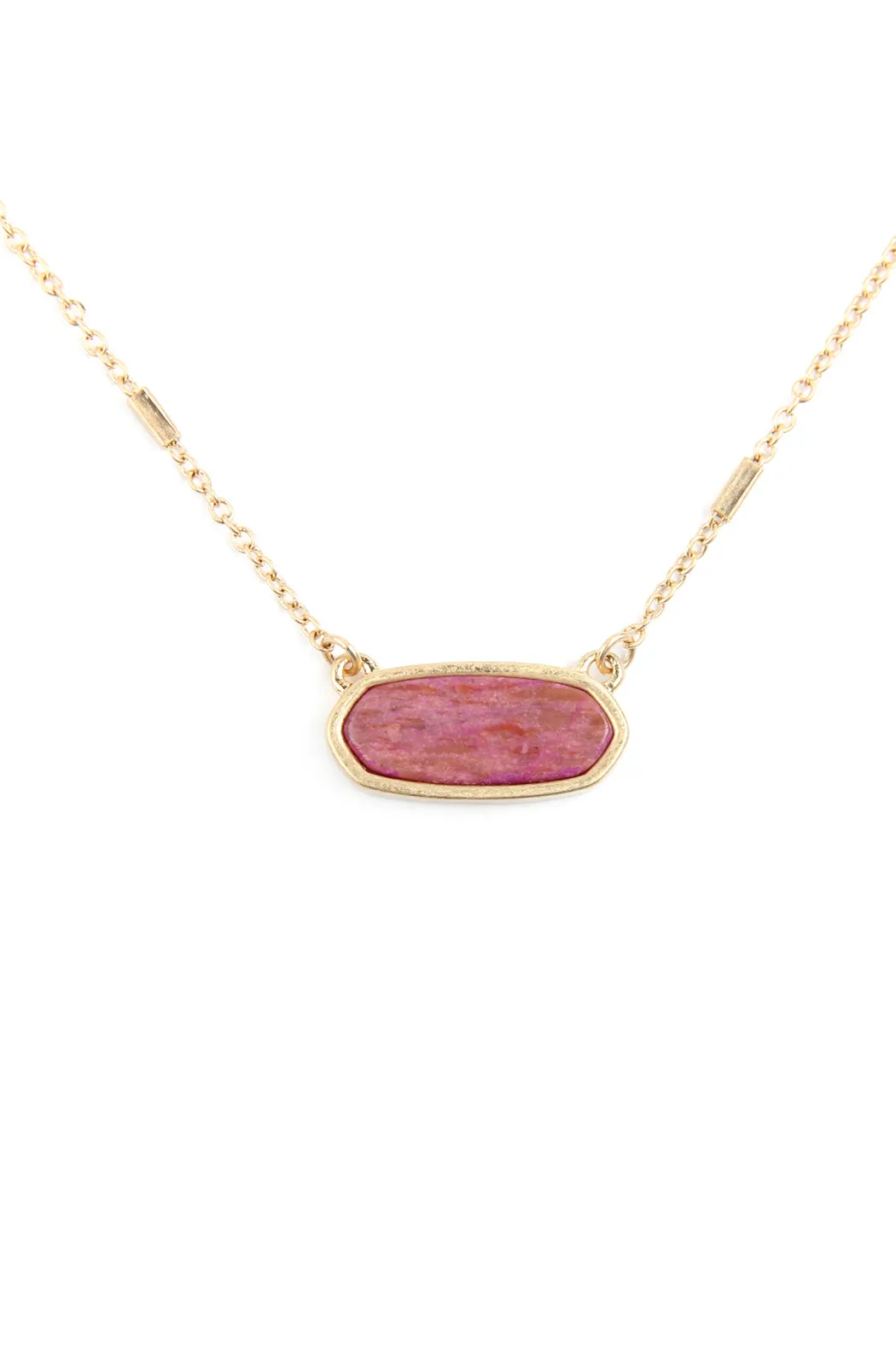 SEMI PRECIOUS OVAL STONE NECKLACE