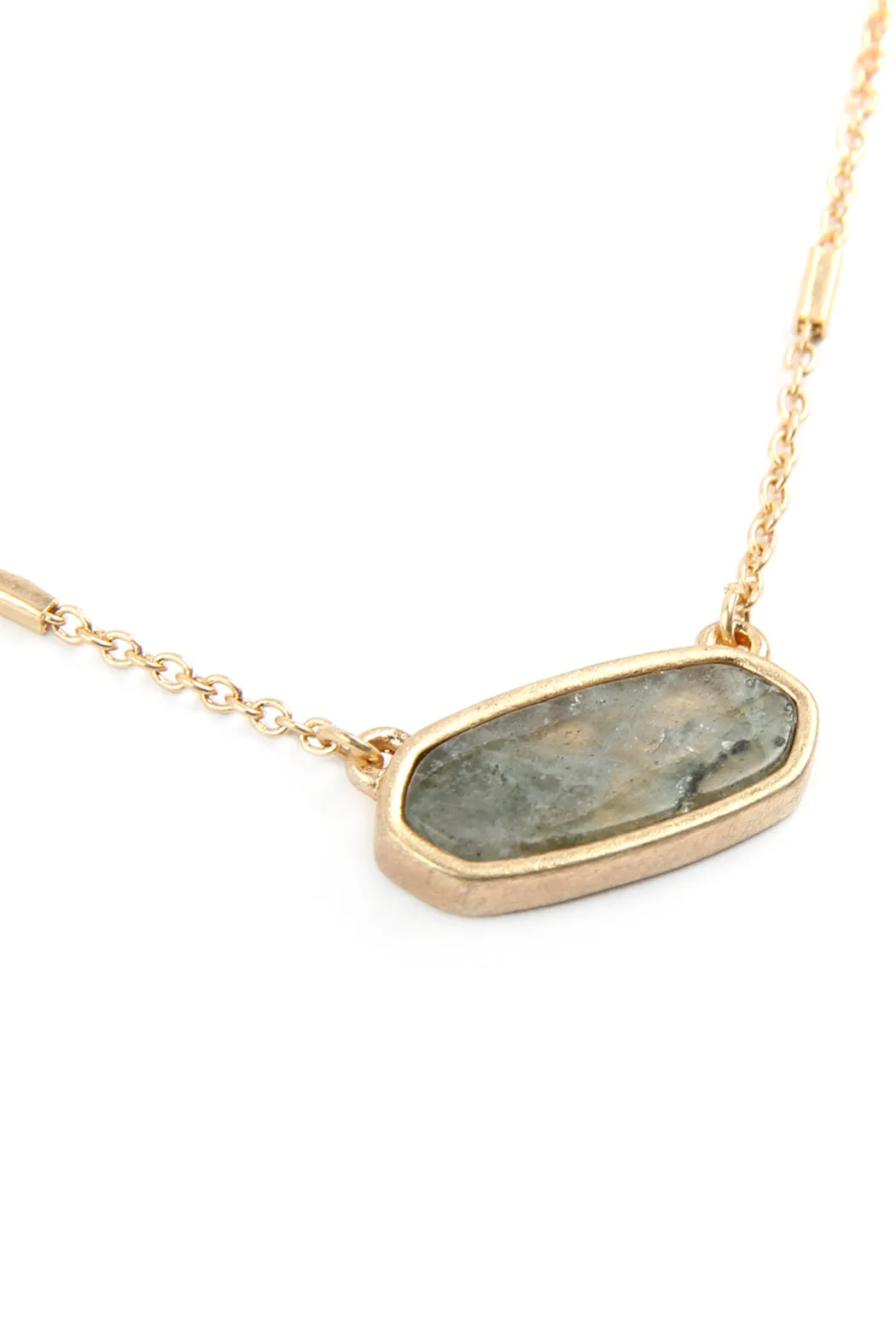 SEMI PRECIOUS OVAL STONE NECKLACE