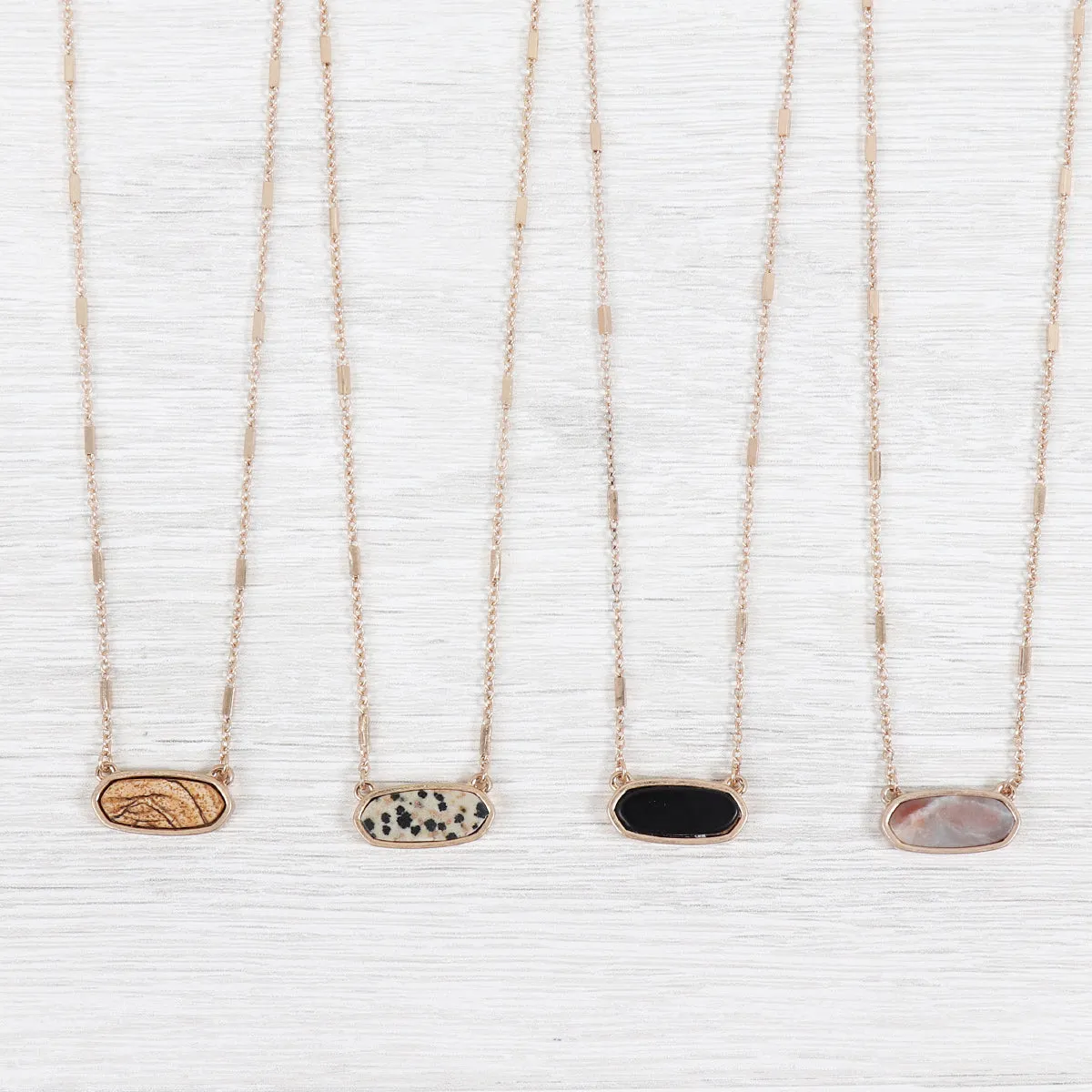 SEMI PRECIOUS OVAL STONE NECKLACE