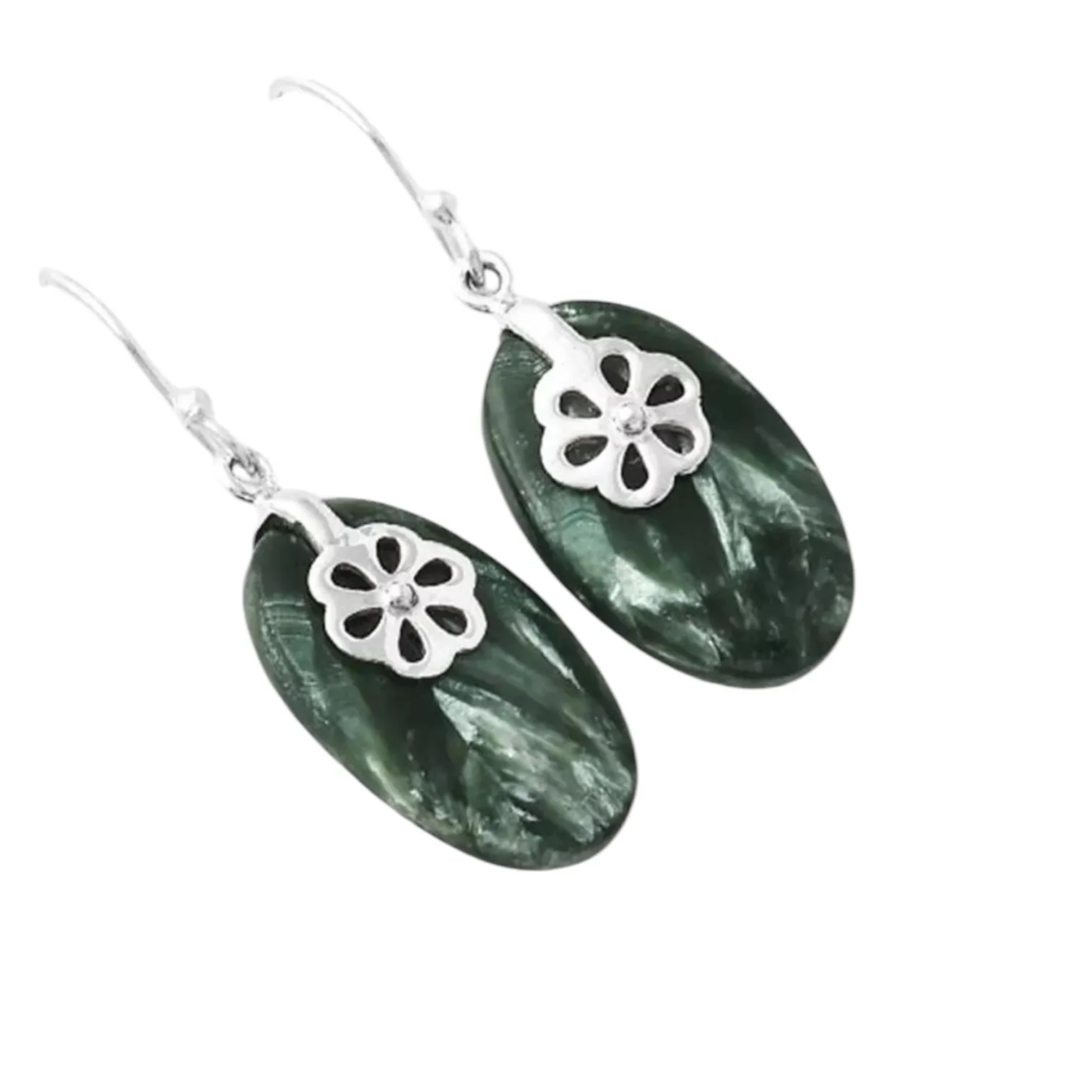 Seraphanite Solid 925 Sterling Silver Earrings