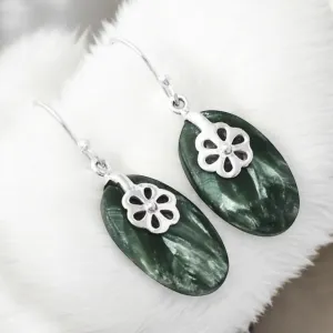 Seraphanite Solid 925 Sterling Silver Earrings
