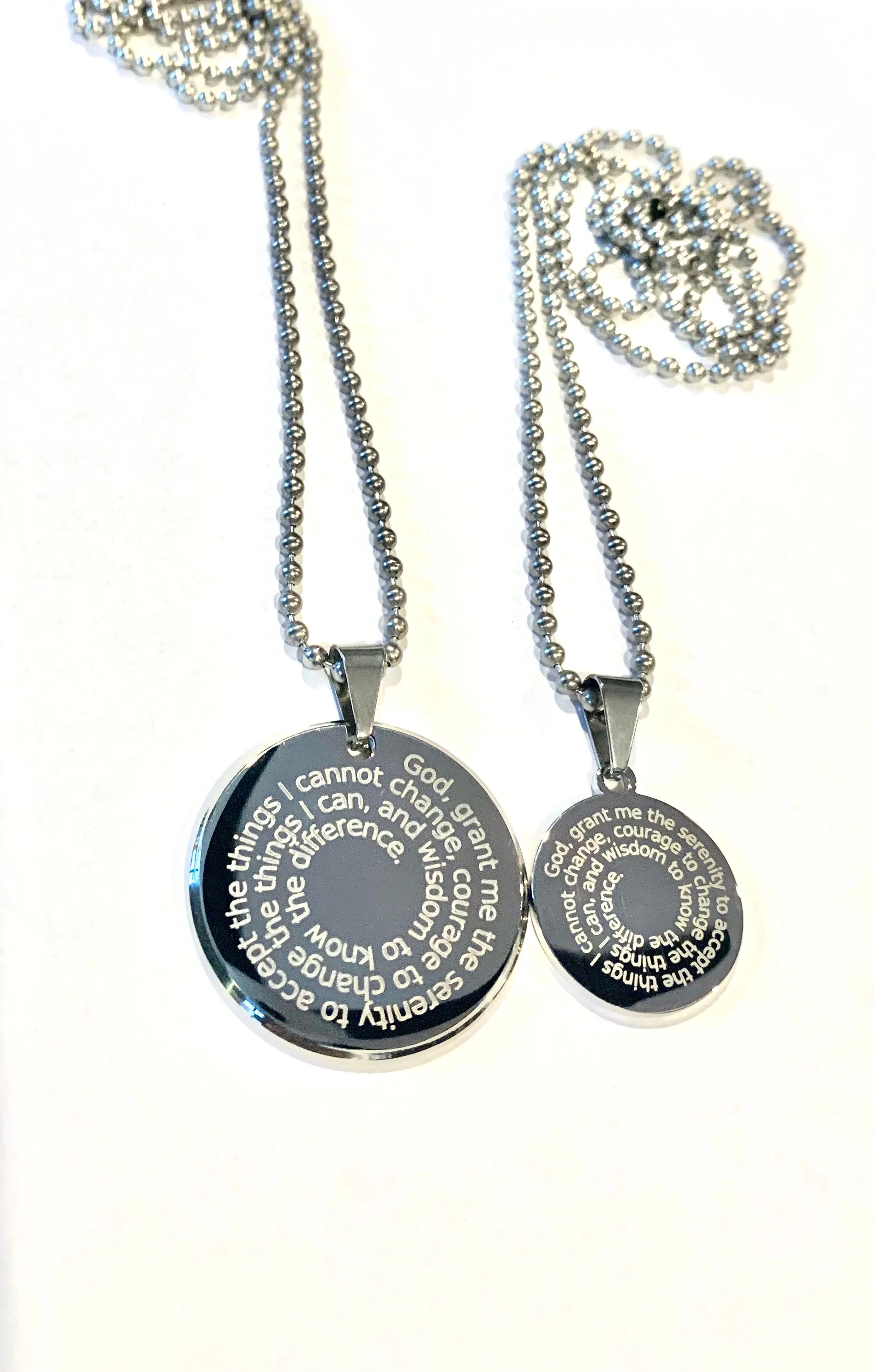 Serenity Prayer His and Hers Pendant Necklaces